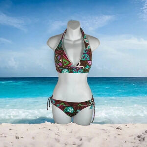 Raisins NWT Women’s Swimsuit Bikini Set Brown Aqua Color